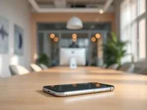 Mężczyzna trzymający iPhone’a z płynną, kolorową animacją na ekranie, podkreślającą wysoką częstotliwość odświeżania.